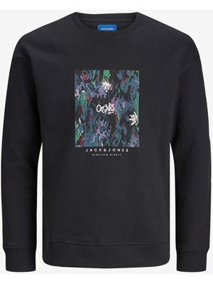 Jack & Jones Erkek Çocuk Siyah Sweatshırt Jorsılverlake Sweat Crew Neck Jnr