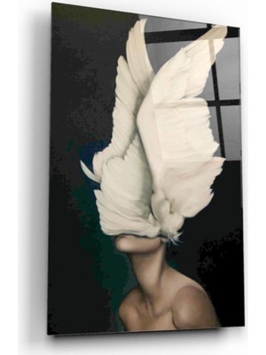 MiraLive Kadın ve Kanatlar Cam Tablo