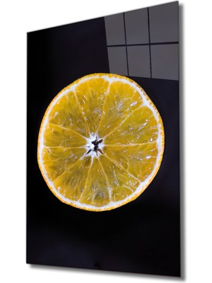 Sarı Limon Cam Tablo Yellow Lemon