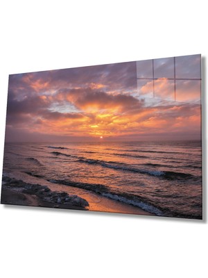 Miray Life Gün Batımı Deniz Manzaralı Cam Tablo