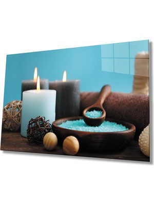 Miray Life Mum Mavi Cam Tablo   Candle Blue Table