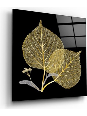 Miray Life Gold Yaprak Cam Tablo