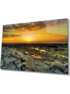 Miray Life Gün Batımı Taşlar Cam Tablo   Sunset Stones Table