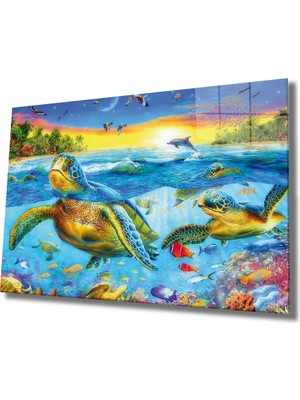 Miray Life Sualtı Yaşam Cam Tablo Marine Life