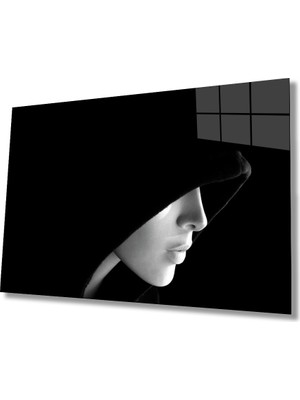 Miray Life Siyah Beyaz Insan Fotoğrafları Kadın Cam Tablo