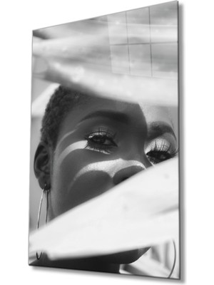 Miray Life Siyahi Kadın Gözler Cam Tablo Black Eyes
