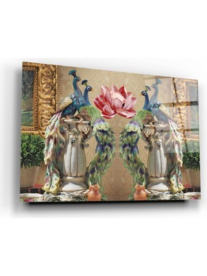 Miray Life Tavus Kuşları Cam Tablo