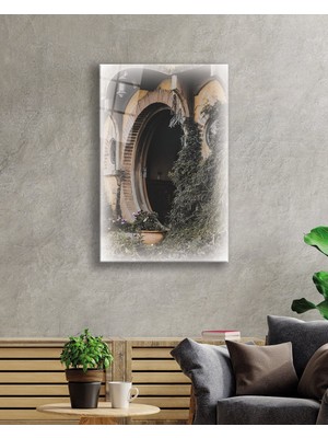 Miray Life Kahverengi Yuvarlak Eski Kapı Cam Tablo