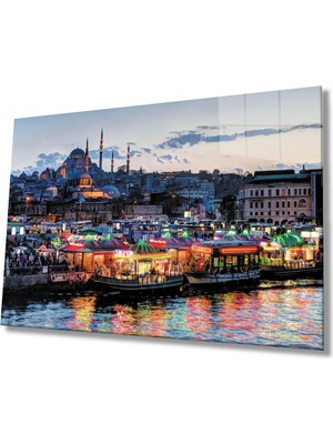 Miray Life Balıkçılar ve  Istanbul Manzarası Cam Tablo