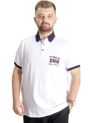 ModeXL  Büyük Beden Erkek T-Shirt Polo Dnm 23343 Beyaz