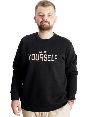 ModeXL  Büyük Beden Erkek Sweat Bisyaka Do It Yourself 23168 Siyah
