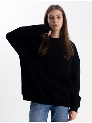 Pull The Hood Unisex Oversize Siyah Sweatshirt Oversize