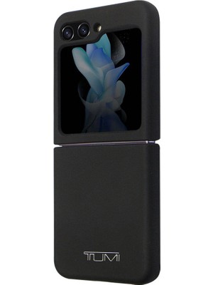 Tumi Galaxy Z Flip 5 Uyumlu Kılıf Tumı Liquid Silikon Metal Logo Dizayn Orjinal Lisanslı Kapak Siyah