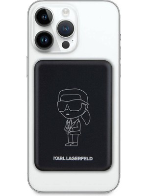 Karl Lagerfeld Orjinal Lisanslı Powerbank 5000 Mah LED Işıklı Göstergeli Magsafe Magnetik Siyah