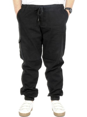 ModeXL  Büyük Beden Erkek Gabardin Kargo Jogger Pantolon  Doğa 21927 Siyah