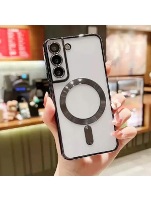 Coverzone Samsung Galaxy S23 Plus ile Uyumlu Kamera Korumalı Kılıf Magsafe ile Uyumlu Wireless Şarj Özellikli Powermagnet Stylish Silikon Kılıf Siyah