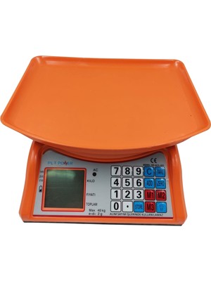 Plt Power Plt 40KG LCD Ekranlı Power Şarjlı Dijital Terazi -Turuncu