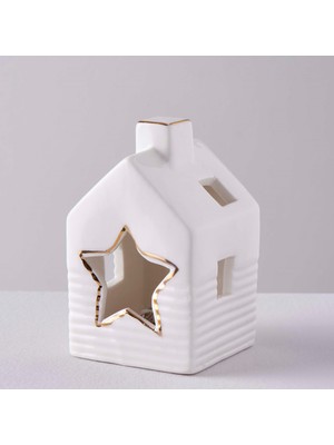 Linens Star 6X6X9,5 cm Ledli Dekor Beyaz