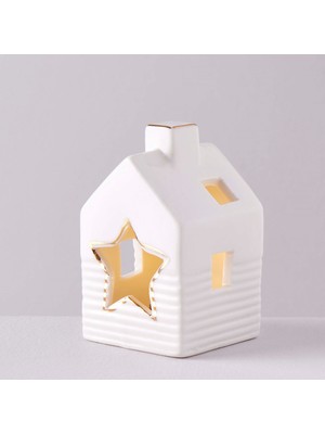 Linens Star 6X6X9,5 cm Ledli Dekor Beyaz