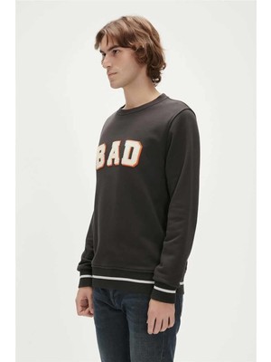 Bad Bear Felt Crewneck Erkek Sweatshirt 23.02.12.013RAVEN