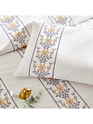 Linens Carme Pamuk Brode Çift Kişilik Nevresim Takımı Beyaz