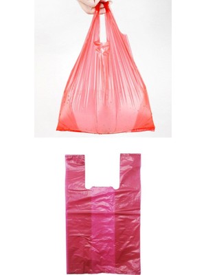 Arma Kırmızı Market Poşeti Torbası - Hışır Atlet Poşet - Küçük Boy - 24.5 x 40 Cm. - 5 Kg.