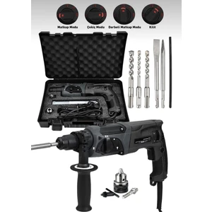 Dynamic Max Extra Güçlü 4200W Probakır Sargı Kırıcı Delici Darbeli Hilti Matkap 5 Adet Uç Metal Şanzuman Ssch-1kırcı