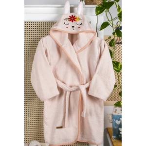 Ely Parker Kız Çocuk Bornozu, Pamuklu, Kapüşonlu, Çiçekli Tavşan, Bebek, Yavruağzı (0-14 Yaş)