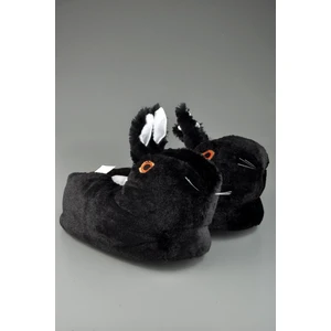 Sevimli Tavşan Figürlü Peluş Panduf Siyah