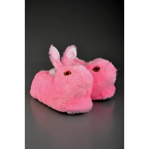 Sevimli Tavşan Figürlü Peluş Panduf Pembe