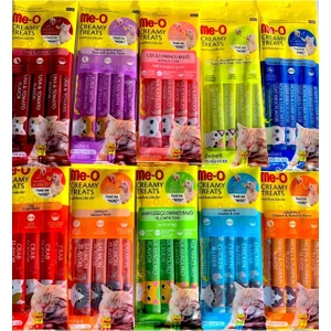 Me-O Meo Creamy Treats 10 Lu Karma Paket 4X15 gr Ek Besin ve Kedi Ödülü Toplam 600 gr