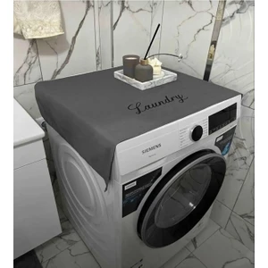 Exalted Hawk Laundry Basklı Gri Çamaşır Makine Örtüsü