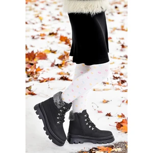 Kiko Kids 500 Günlük Fermuarlı Kız Çocuk Bot Ayakkabı Siyah