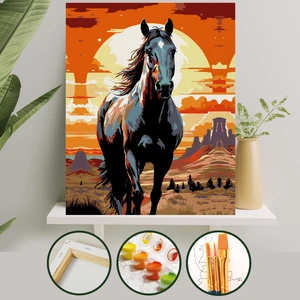 Sayılarla Boyama Tuval Seti Fırça Boya Dahil (Çıtalı) 40X50 cm - Siyah Inci
