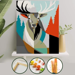 Sayılarla Boyama Tuval Seti Fırça Boya Dahil (Çıtalı) 40X50 cm - Alageyik