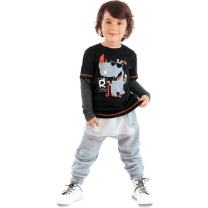 Rhino Erkek Çocuk Siyah T-Shirt Eşofman Altı Takım