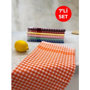 Pöti Kareli 7'li Kurulama Bezi, Beslenme Örtüsü, Servis Peçetesi, Mutfak Havlusu Renkli Set 45X70CM