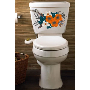 Echo Home Turuncu Beyaz Kır Çiçekleri Klozet Sticker Banyo Sticker