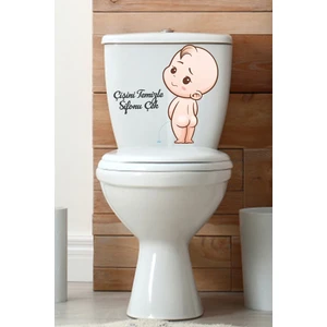 Echo Home Çişini Temizle Sifonu Çek Temalı Klozet Sticker Banyo Sticker Seti
