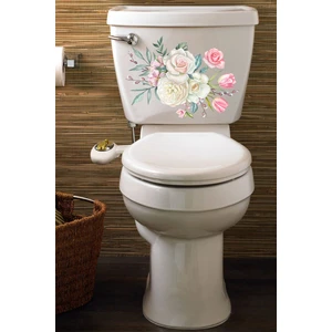 Echo Home Klozet Sticker Beyaz Pembe Çiçekler Banyo Sticker Seti