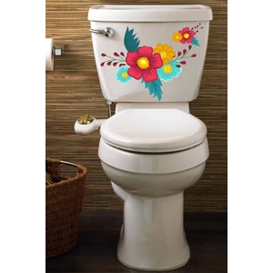 Echo Home Sarı Kırmızı Turkuaz Çüçekler Klozet Sticker Banyo Sticker Seti