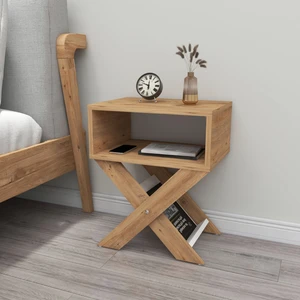 Enda Home X Ayaklı Dergilikli Başucu Komodin Yan Sehpa Çam