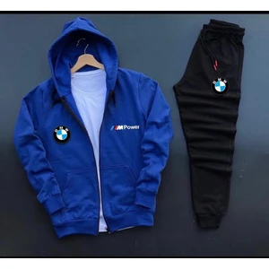 New Cabin Bmw M'power Baskılı Fermuarlı Pamuklu Ceket -Eşofman Altı 2'li Takım