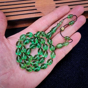 Vip Kehribar 8X11 mm Hassas Delim Su Yeşili Zar Kehribar Tesbih | Ayhan Turan Usta Imzalı Tespih