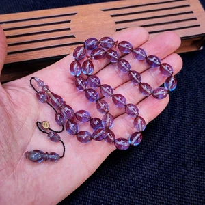 Vip Kehribar 8X11 mm Hassas Delim Buz Mavisi Zar Kehribar Tesbih | Ayhan Turan Usta Imzalı Tespih