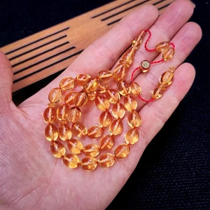 Vip Kehribar 8X11 mm Hassas Delim Su Rengi Zar Kehribar Tesbih | Ayhan Turan Usta Imzalı Tespih