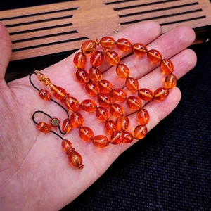 Vip Kehribar 8X11 mm Hassas Delim Bal Rengi Zar Kehribar Tesbih | Ayhan Turan Usta Imzalı Tespih