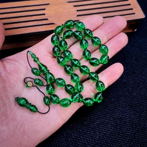 Vip Kehribar 8X11 mm Hassas Delim Yeşil Zar Kehribar Tesbih | Ayhan Turan Usta Imzalı Tespih