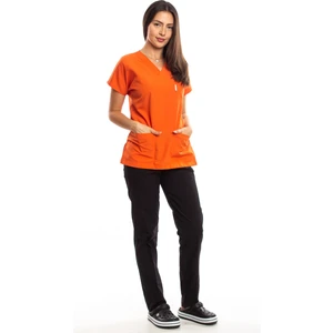 Simirna Üniforma Cerrahi Doktor Hemşire Scrubs Üst Turuncu Alt Siyah Forma Takım