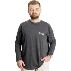 Büyük Beden Erkek T-Shirt Uzun Kol Bisiklet Yaka 23099 Antramelanj